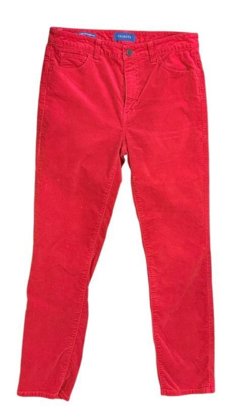 Talbots High Rise Straight Leg Red Velveteen Pants Sz. 6P